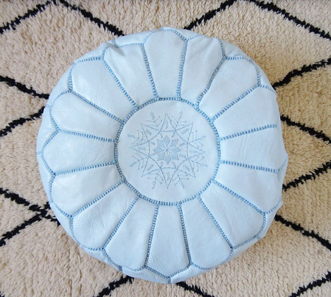 Light blue Moroccan pouf – Best apartment decor – Ottomans Poufs